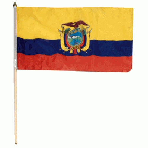 Ecuador hand held wavers flag on plastic stick 30x45cm
