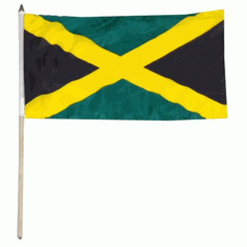 Jamaica hand held wavers flag on plastic stick 30x45cm