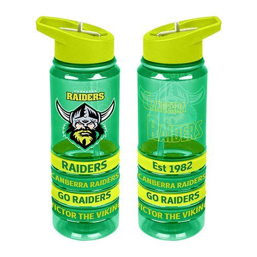 Canberra Raiders NRL Large Team Logo Tritan Plastic Drink Bottle with Bands