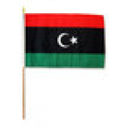 Libya (new) hand held wavers flag on plastic stick 30x45cm
