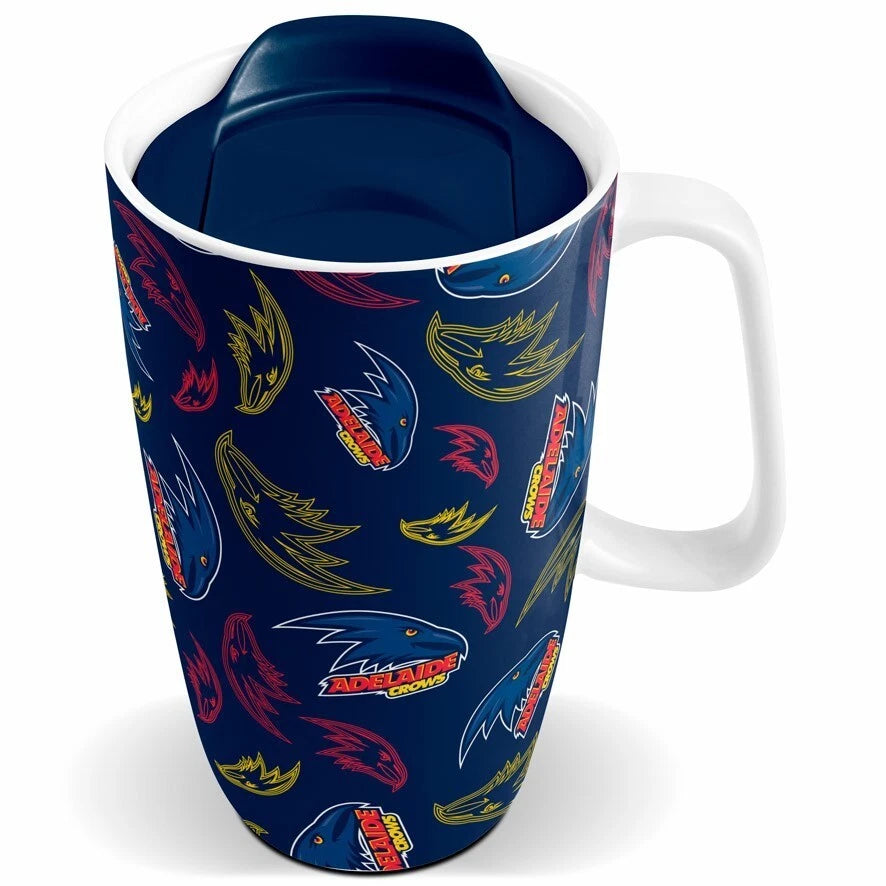 ADELAIDE CROWS AFL Ceramic Travel Coffee Mug - With Lid