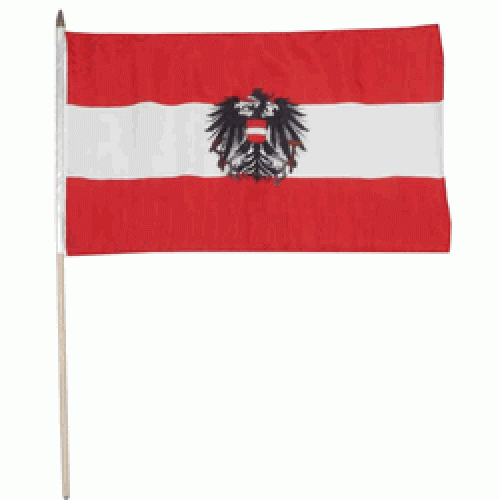 Austria (crest) Hand Held Waver Flag on stick 30x45cm