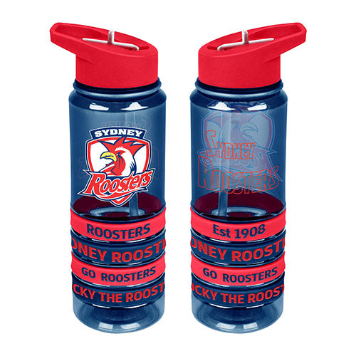 Sydney Roosters NRL Large Team Logo Tritan Plastic Drink Bottle with Bands