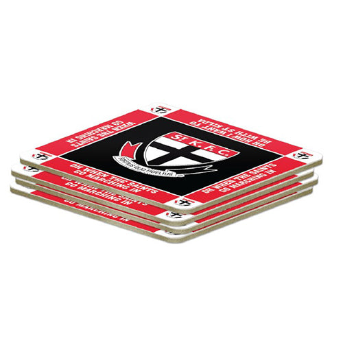 St Kilda Saints AFL Team Logo Pack OF 4 Bar Accessory Coasters