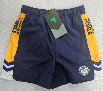 NRL TECH SHORTS EELS -SIZE 8 - YOUTH- KIDS