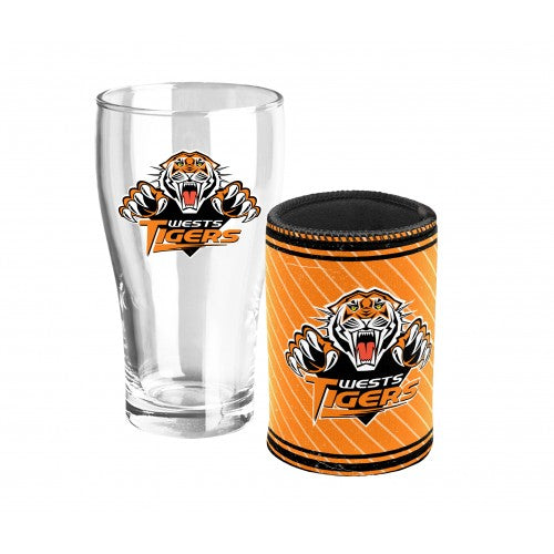 West Tigers NRL Heritage Pint Glass and Can Cooler