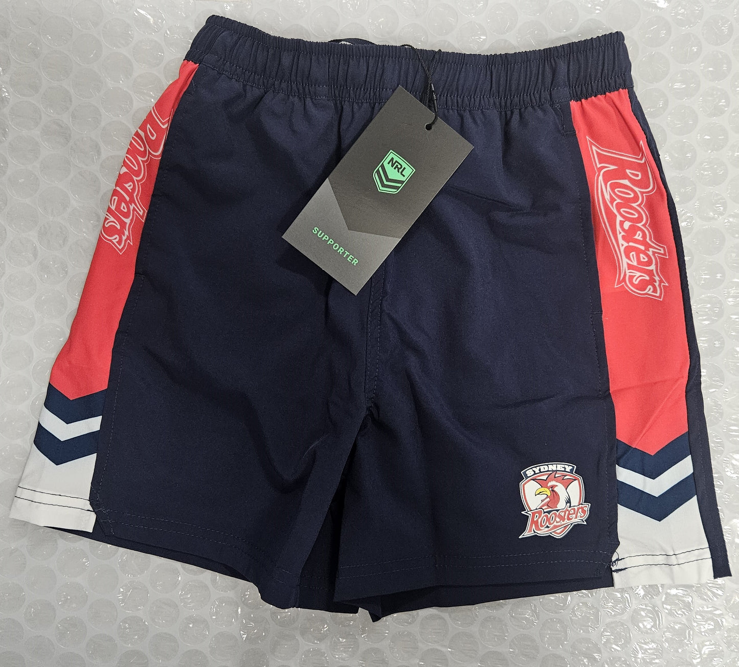 NRL TECH SHORTS ROOSTERS KIDS -SIZE 8- KIDS