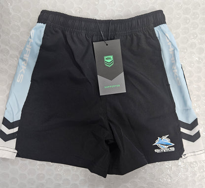 NRL TECH SHORTS SHARKS KIDS -SIZE 6- KIDS