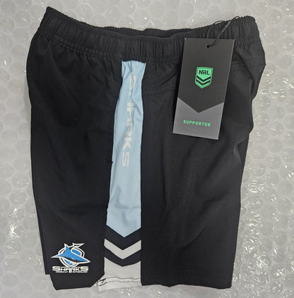 NRL TECH SHORTS SHARKS KIDS -SIZE 8 - KIDS