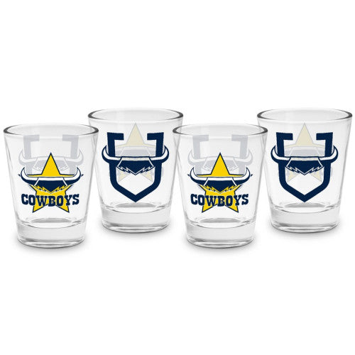 North Queensland Cowboys NRL Shot Glasses Set of 4