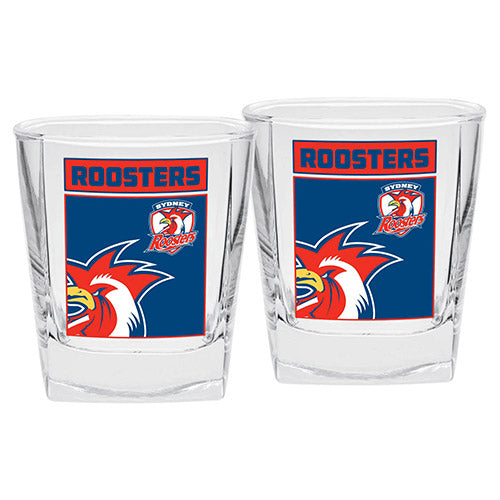 Sydney Roosters NRL logo Design full colour Spirit Glasses value 2 per set