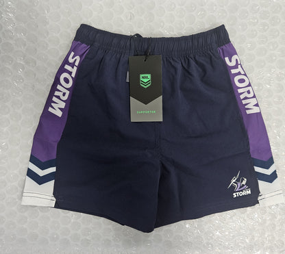 NRL TECH SHORTS STORM -SIZE 14 YOUTH