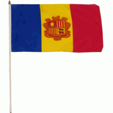 Andorra Hand Held Waver Flag on stick 30x45cm
