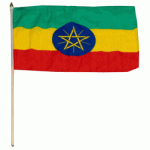 Ethiopia hand held wavers flag on plastic stick 30x45cm