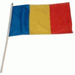 Romania hand held wavers flag on plastic stick 30x45cm