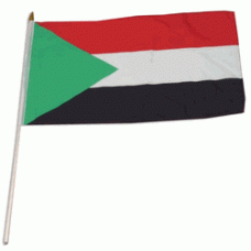 Sudan hand held wavers flag on plastic stick 30x45cm