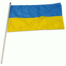 Ukraine hand held wavers flag on plastic stick 30x45cm
