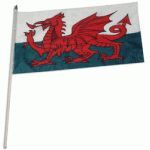 Wales hand held wavers flag on plastic stick 30x45cm