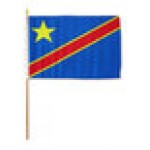  Congo Democratic Hand Held Waver Flag on stick 30x45cm