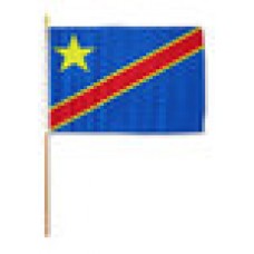  Congo Democratic Hand Held Waver Flag on stick 30x45cm