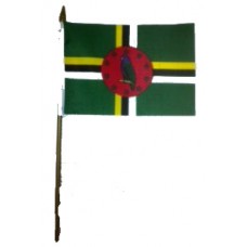 Dominica hand held wavers flag on plastic stick 30x45cm