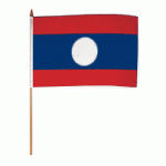 Laos hand held wavers flag on plastic stick 30x45cm