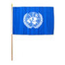 United Nations hand held wavers flag on plastic stick 30x45cm