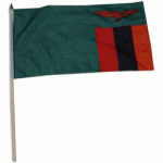 Zambia hand held wavers flag on plastic stick 30x45cm