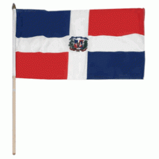 Dominican Republic hand held wavers flag on plastic stick 30x45cm