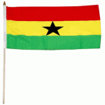 Ghana hand held wavers flag on plastic stick 30x45cm