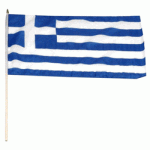 Greece hand held wavers flag on plastic stick 30x45cm