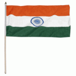 India hand held wavers flag on plastic stick 30x45cm