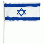 Israel hand held wavers flag on plastic stick 30x45cm