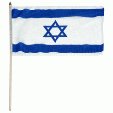 Israel hand held wavers flag on plastic stick 30x45cm