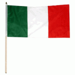 Italy hand held wavers flag on plastic stick 30x45cm