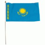 Kazakhstan hand held wavers flag on plastic stick 30x45cm