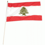 Lebanon hand held wavers flag on plastic stick 30x45cm