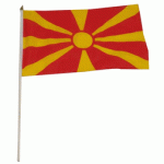 Macedonia hand held wavers flag on plastic stick 30x45cm