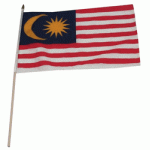 Malaysia hand held wavers flag on plastic stick 30x45cm