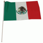 Mexico hand held wavers flag on plastic stick 30x45cm