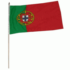 Portugal hand held wavers flag on plastic stick 30x45cm