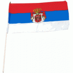 Serbia hand held wavers flag on plastic stick 30x45cm