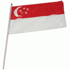 Singapore hand held wavers flag on plastic stick 30x45cm
