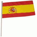 Spain hand held wavers flag on plastic stick 30x45cm