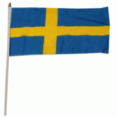Sweden hand held wavers flag on plastic stick 30x45cm