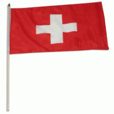 Switzerland hand held wavers flag on plastic stick 30x45cm