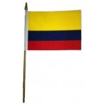 Colombia hand Held Waver Flag on stick 30x45cm