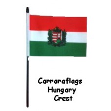 Hungary (crest) MINIATURE SMALL TABLE DESK FLAG 15CM X 10CM