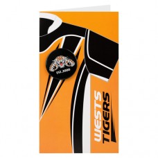 Wests Tigers NRL BLANK BIRTHDAY GIFT CARD W BADGE AND ENVELOPE