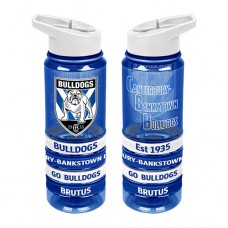 Canterbury Bulldogs NRL Large Team Logo Tritan Plastic Drink Bottle with Bands
